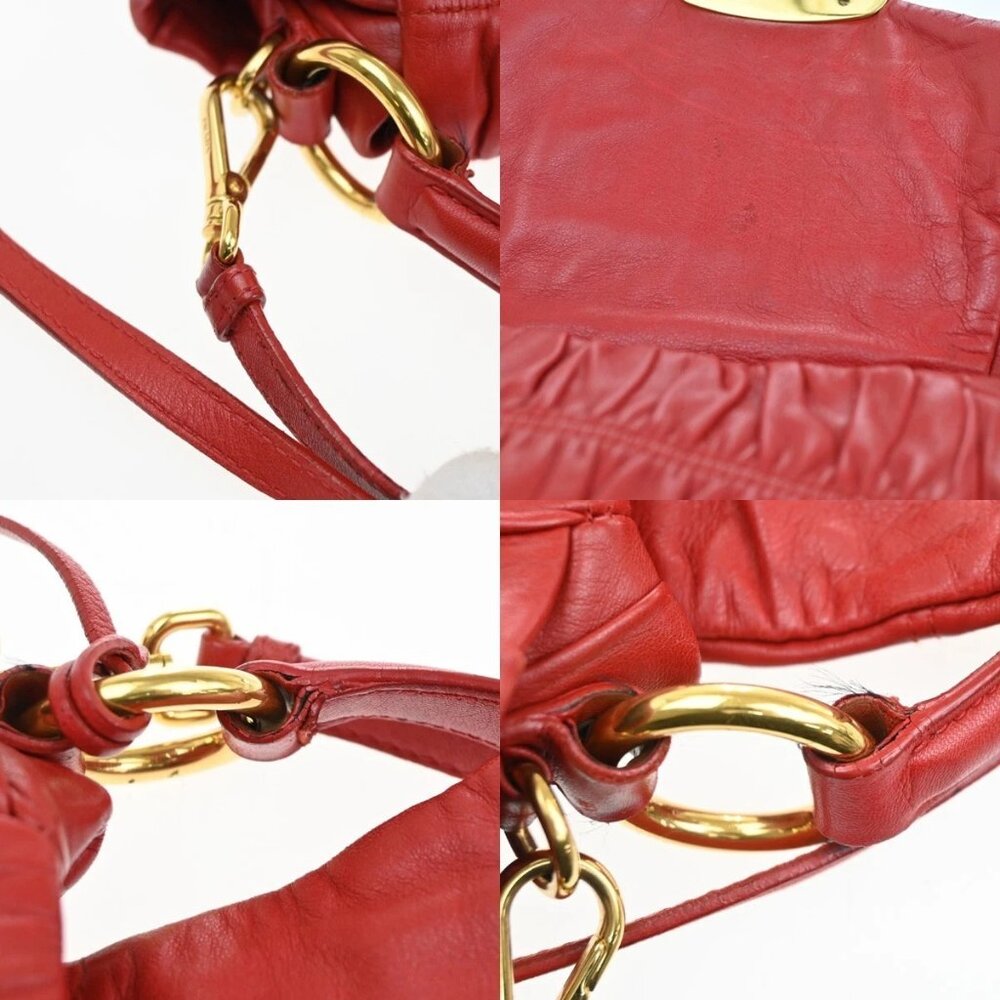 PRADA Logo Shoulder Hand Bag Nappa Leather Red GHW Italy 78CA652 - Picture 15 of 16